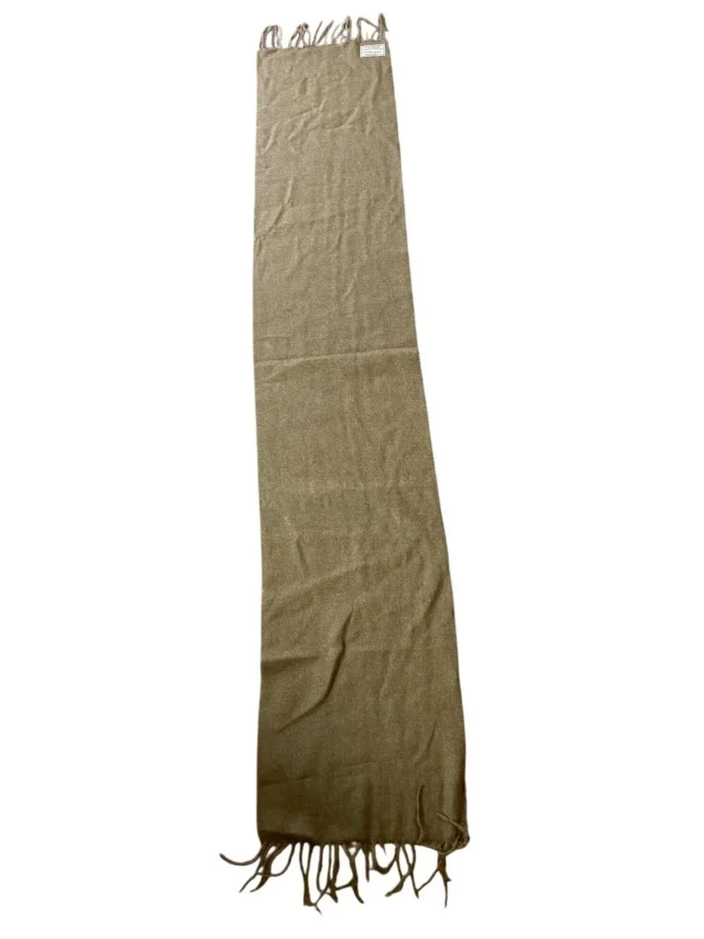 Cashmink By Lord & Taylor Tan 100% Acrylic Scarf With Fringe Made In Germany - Picture 2 of 5